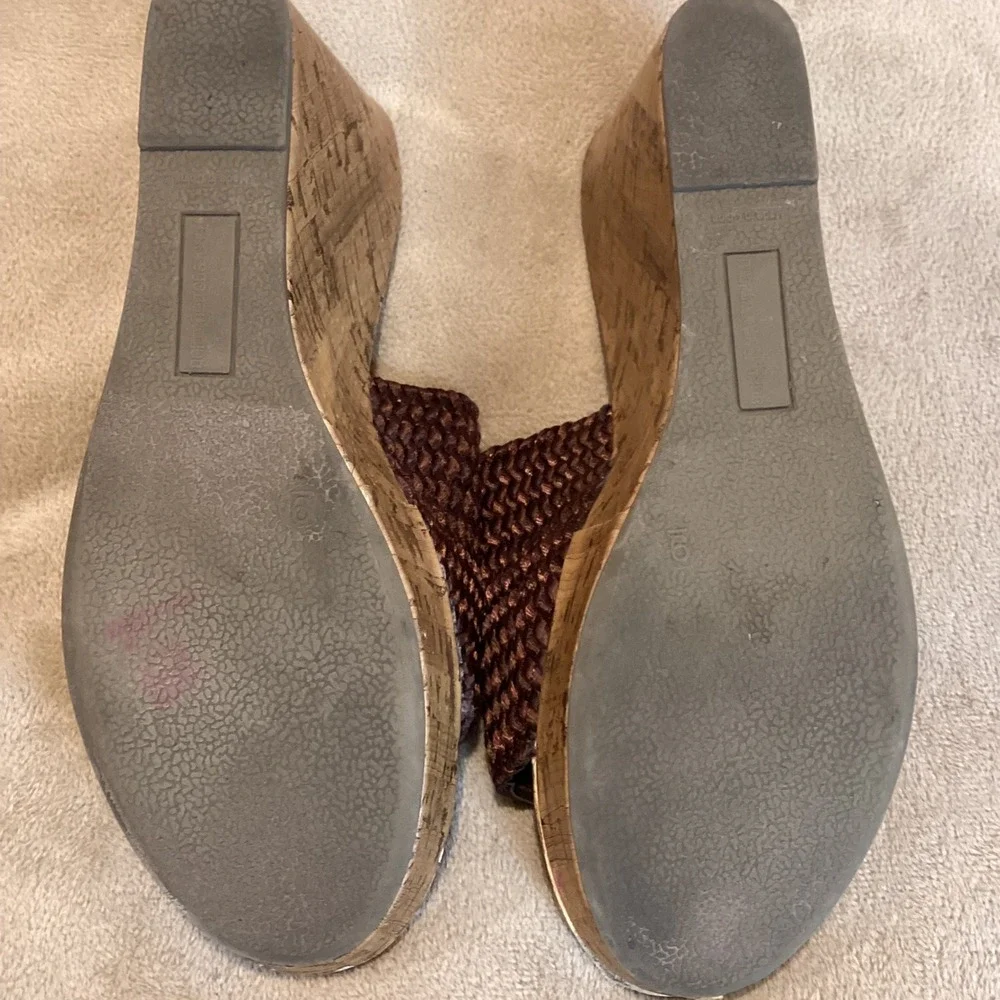 MONTEGO BAY Wedge Sandals, Stretch Upper, Metallic Brown/Copper, Size US 9/EU 40